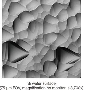 Si wafer surface (75 μm FOV, magnification on monitor is 3,700x)