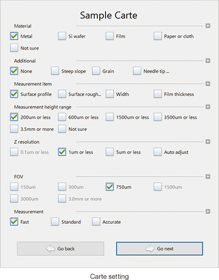 Carte setting